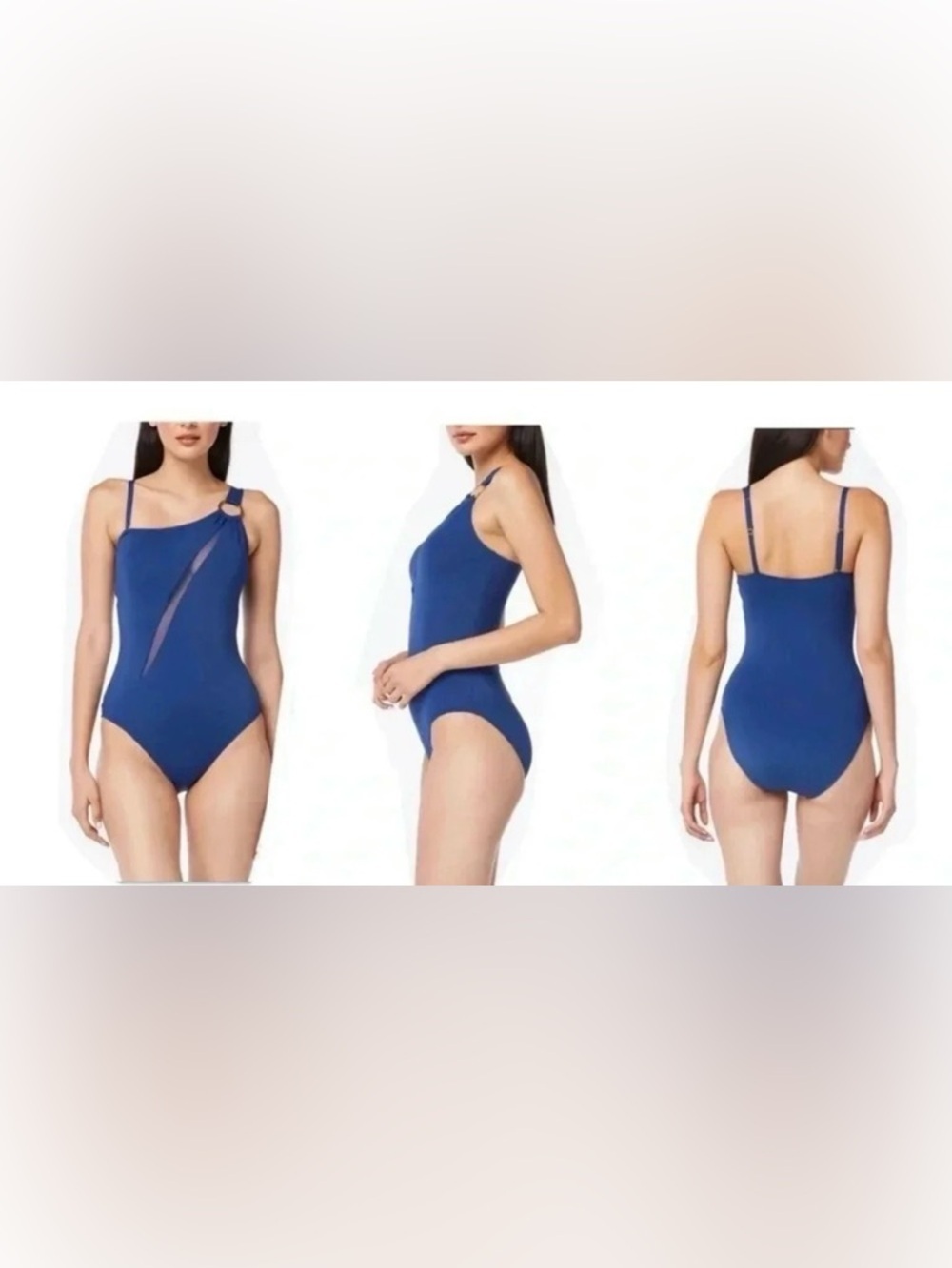 BLEU BY ROD BEATTIE RING ME UP ASYMMETRICAL ONE SHOULDER ONE PIECE